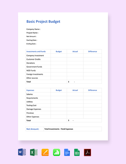 Free Project Budget Templates Apple Mac Numbers Template Net