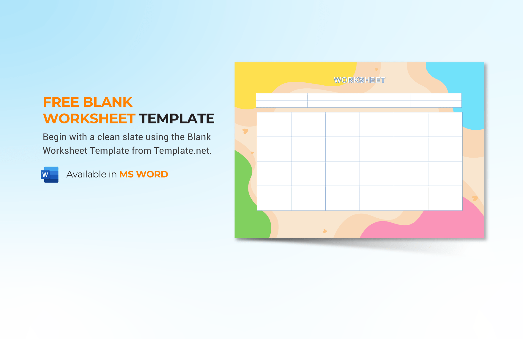 Free blank worksheet template