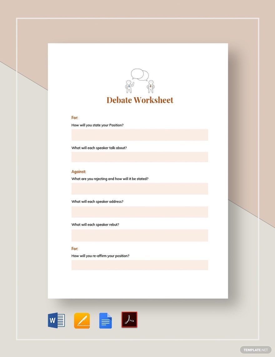 Debate worksheet example template in pages, word, google docs, pdf