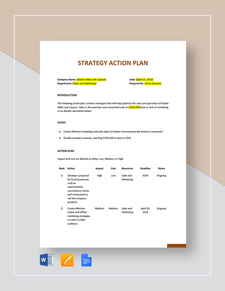 Strategic Action Plan Template 15 Free Pdf Word Format Download Free Premium Templates