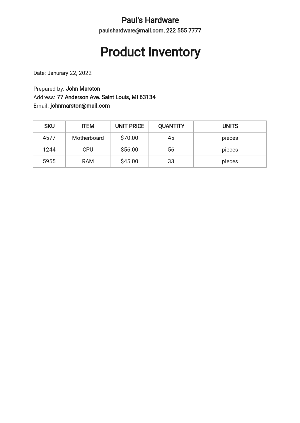 63+ FREE Printable Inventory Templates [Edit & Download] | Template.net