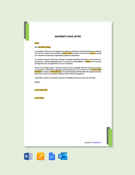 Free Maternity Leave Letter Template Word Doc Google Docs Apple Mac Pages L Outlook