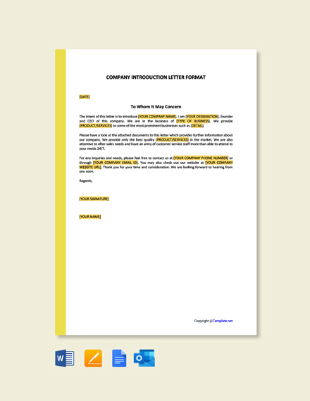 Free Company Introduction Letter Format Template Word Doc Google Docs Apple Mac Pages Outlook