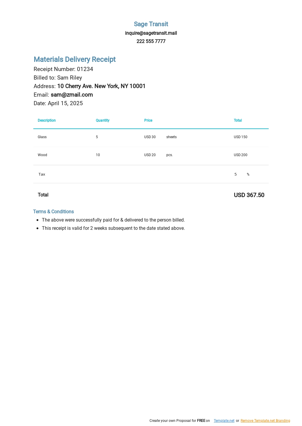 delivery receipt template google docs excel word template net