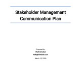 Stakeholder Management Communication Plan Template Free Pdf