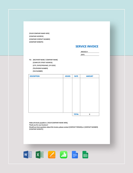 Service Invoice Template 20 Free Word Excel Pdf Format Download Free Premium Templates