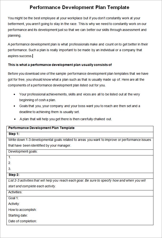 It's the reason why people save, scrimp and budget their money. Performance Development Plan Template -10+ Development Plan Template | Free & Premium Templates