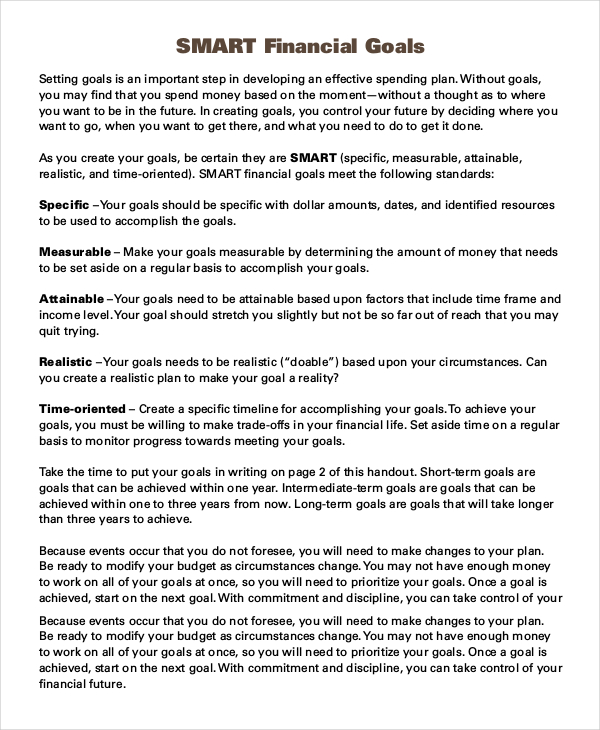 12 Smart Goals Examples Free Premium Templates
