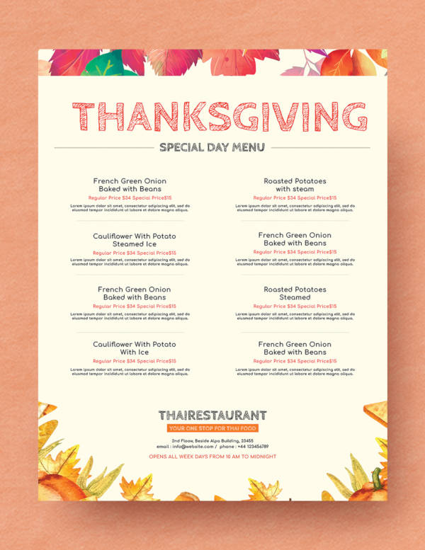 Thanksgiving Menu Template 22 Free Psd Eps Format Download Free Premium Templates