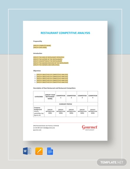 4 Restaurant Competitive Analysis Templates Xls Pdf Doc Free Premium Templates