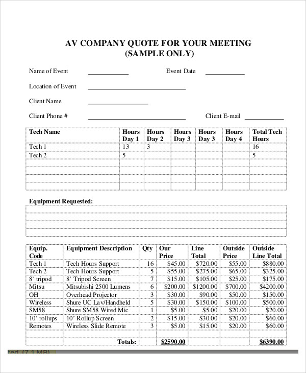 10 Event Quotation Templates Word Pdf Free Premium Templates