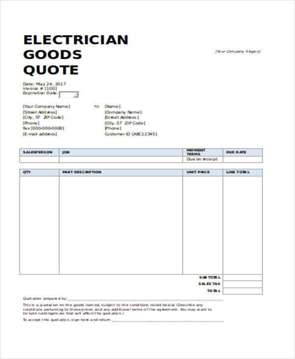 12 Electrical Quotation Templates Pdf Google Docs Apple Pages Free Premium Templates