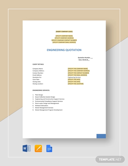 10 Engineering Quotation Templates Ai Psd Google Docs Apple Pages Free Premium Templates