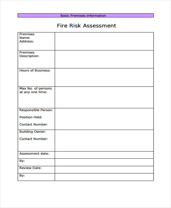 6 Fire Risk Assessment Templates Free Samples Examples Format Download Free Premium Templates