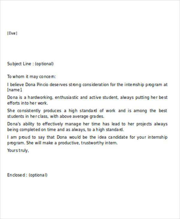 11 Sample Internship Reference Letters Free Samples Examples Format Download Free Premium Templates