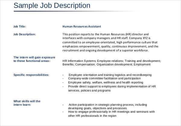 Job Description Templates 32 Free Word Excel Pdf Free Premium Templates