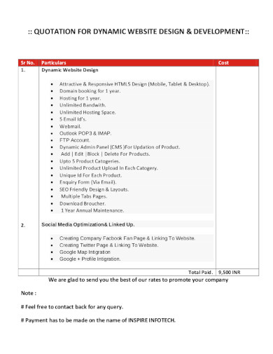 Website Quotation Template