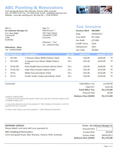 11 painting invoice templates pdf psd google docs