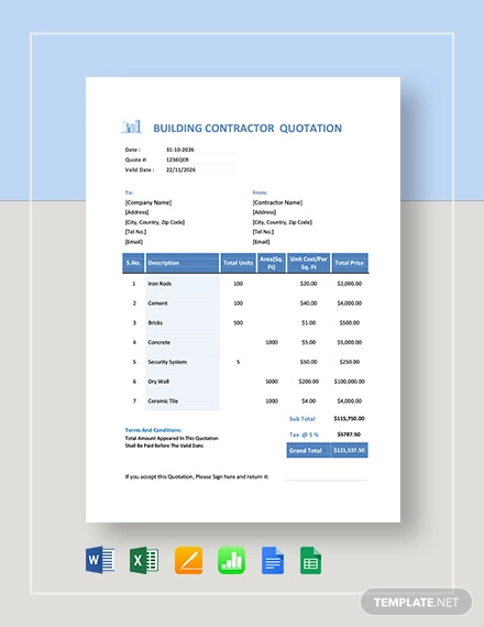 12 Contractor Quotation Templates Pdf Doc Free Premium