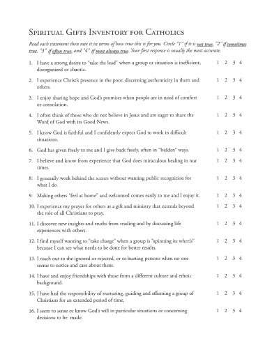 Use a spiritual gifts test inventory to identify gifting given by the holy spirit, an assessment based on what some call 7 motivational gifts in romans . 18 Spiritual Gift Inventory Templates In Pdf Word Google Sheets Google Docs Xls Numbers Pages Free Premium Templates
