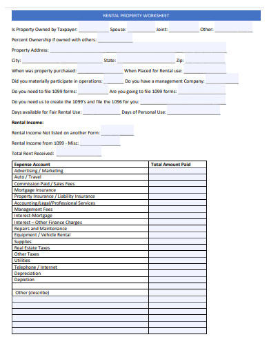 18+ rental property worksheet templates in pdf