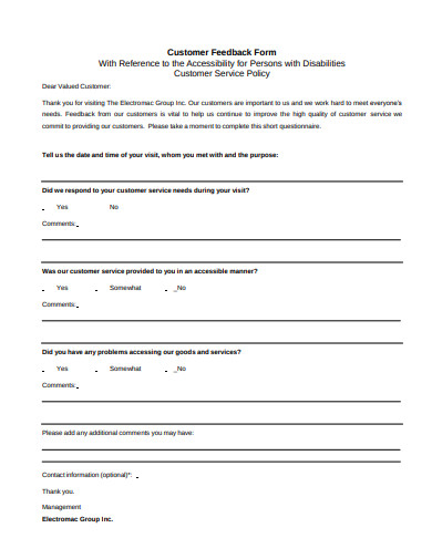 14 Customer Feedback Form Templates In Pdf Doc Free Premium Templates