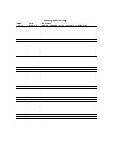 6 monthly exercise log templates in pdf doc free