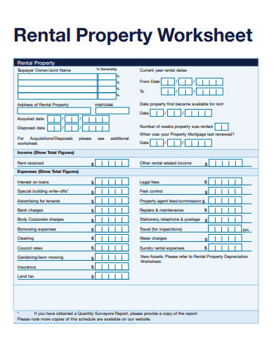 18+ rental property worksheet templates in pdf