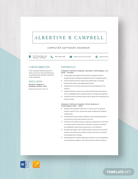 Sep 02, 2021 · the following resume formats can also work well: Software Engineer Resume Template - 14+ Free Word, PDF Documents Download | Free & Premium Templates