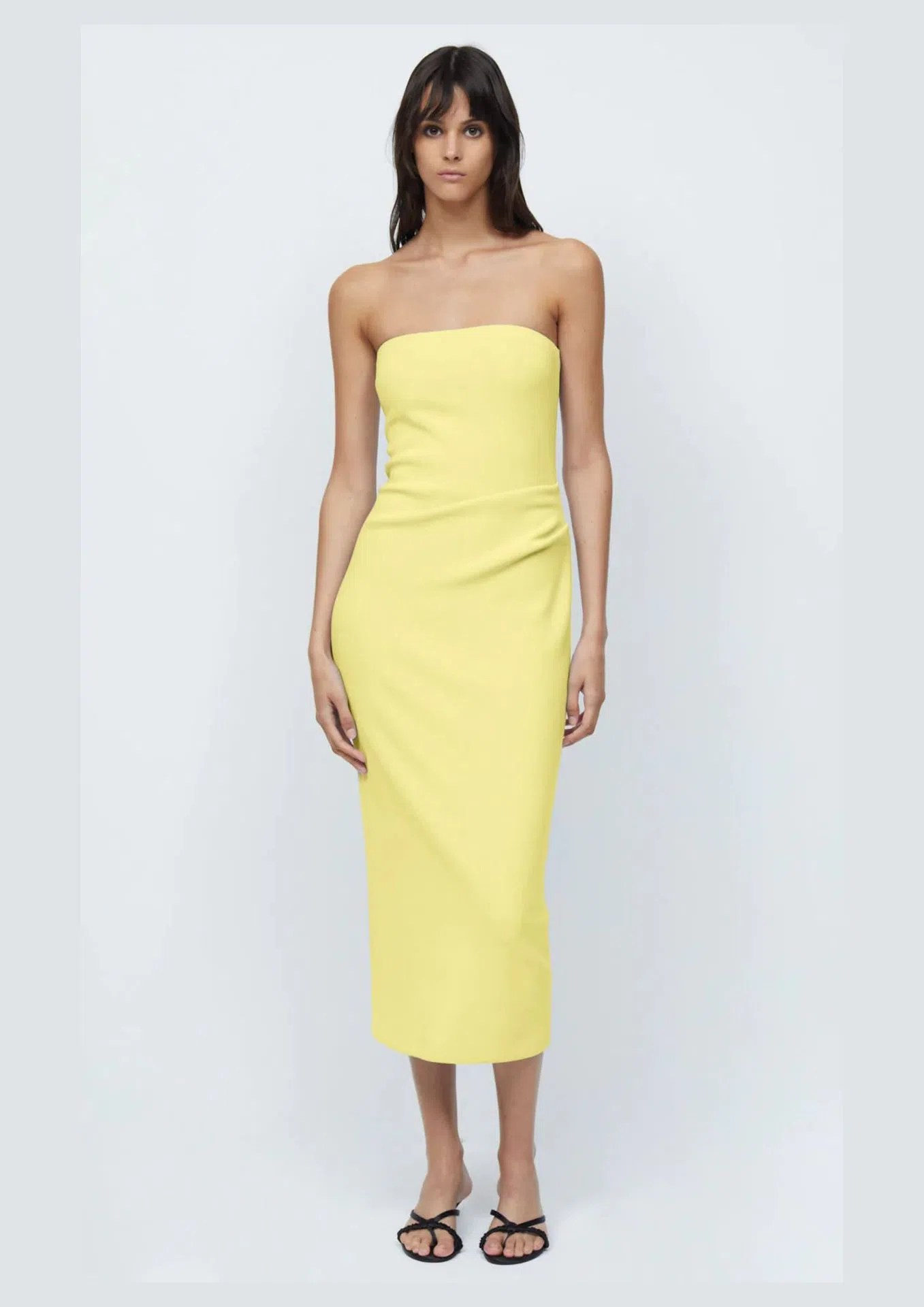 Bec & bridge karina strapless mid dress yellow size 8