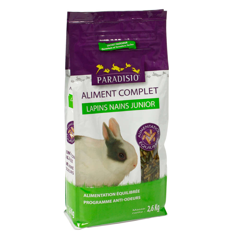 Aliment complet Paradisio : lapins nains junior, 2,6kg | Truffaut
