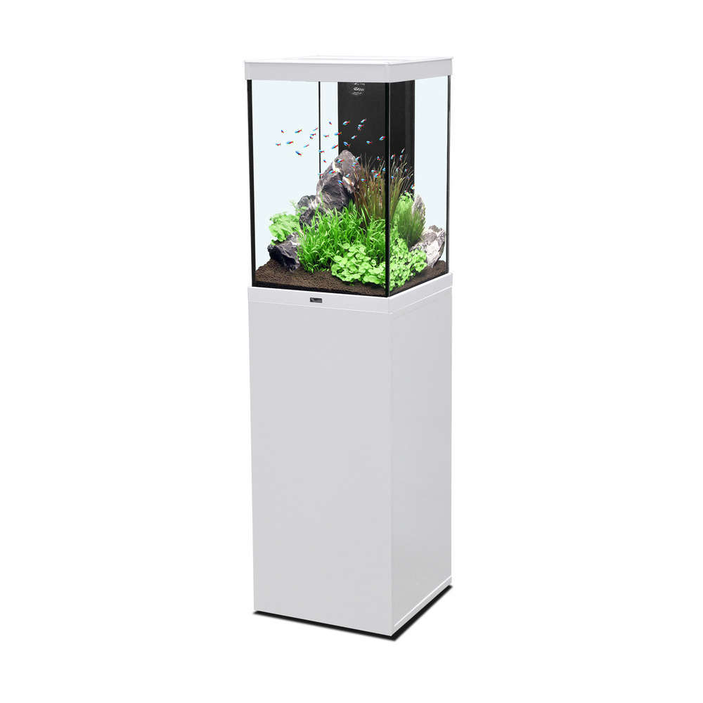 Aquarium avec meuble eau douce en bois blanc - 96 litres | Truffaut