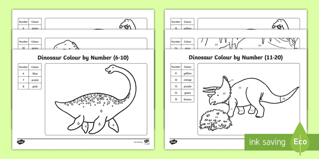 dinosaurs color by number worksheets dinosaurs color by number