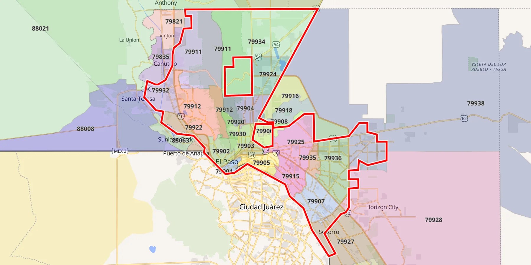 El Paso TX Zip Code Map 23 Zip Codes US Map Guide Texas El Paso Zip Codes.webp