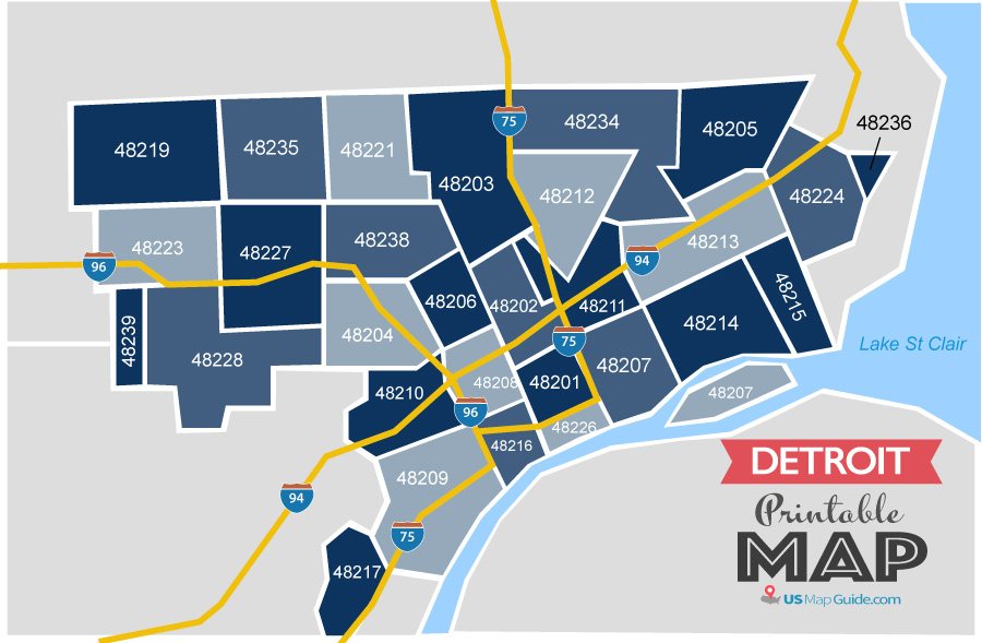 Detroit Zip Code Map Printable Detroit Zip Code Map 