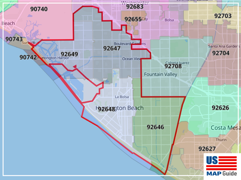 Huntington Beach CA Zip Code Map 4 Zip Codes US Map Guide Printable Huntington Beach Ca Zip Code Map 