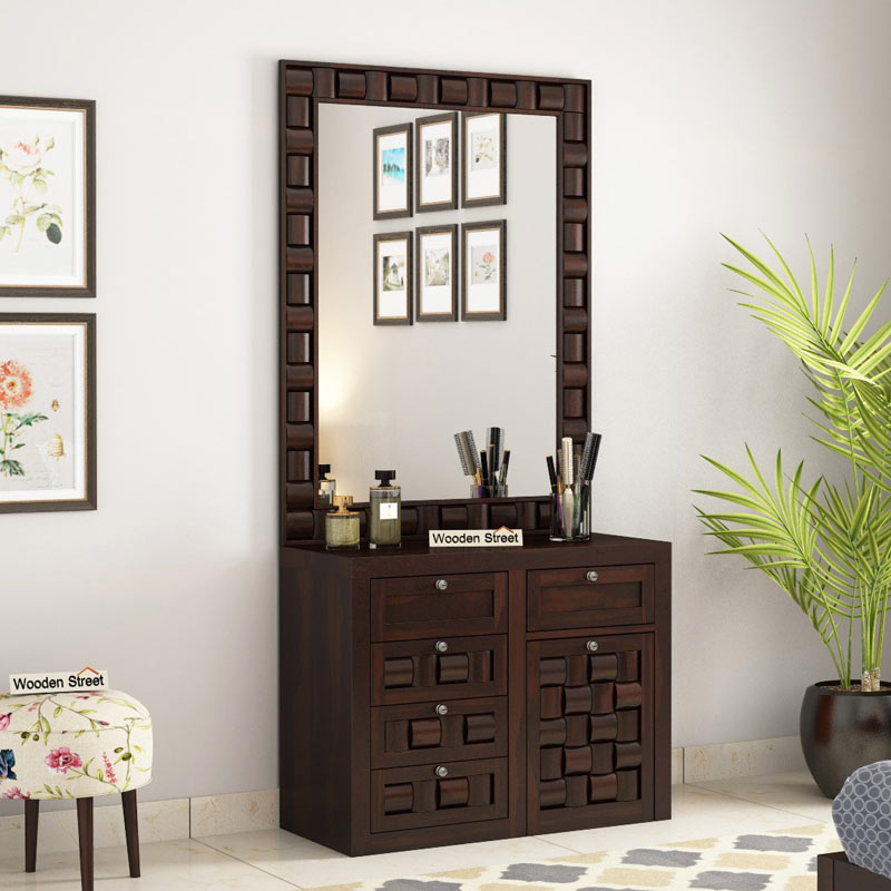 Buy Howler Dressing Table Walnut Finish Online In India Wooden Street