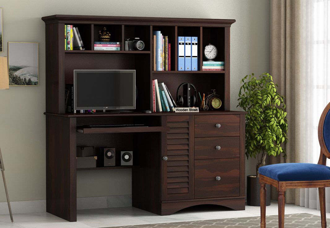 Buy Jerold Study Table Walnut Finish Online In India Wooden Street