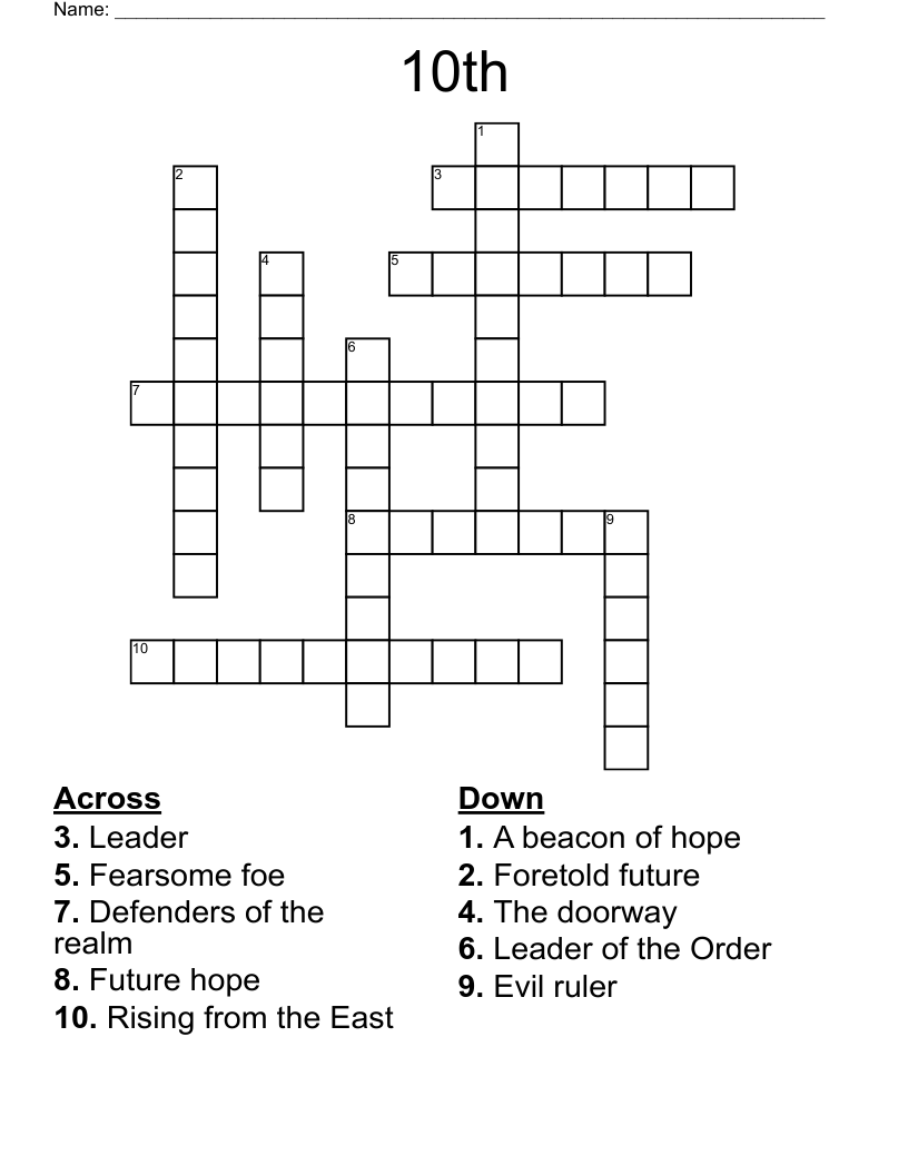 10th crossword