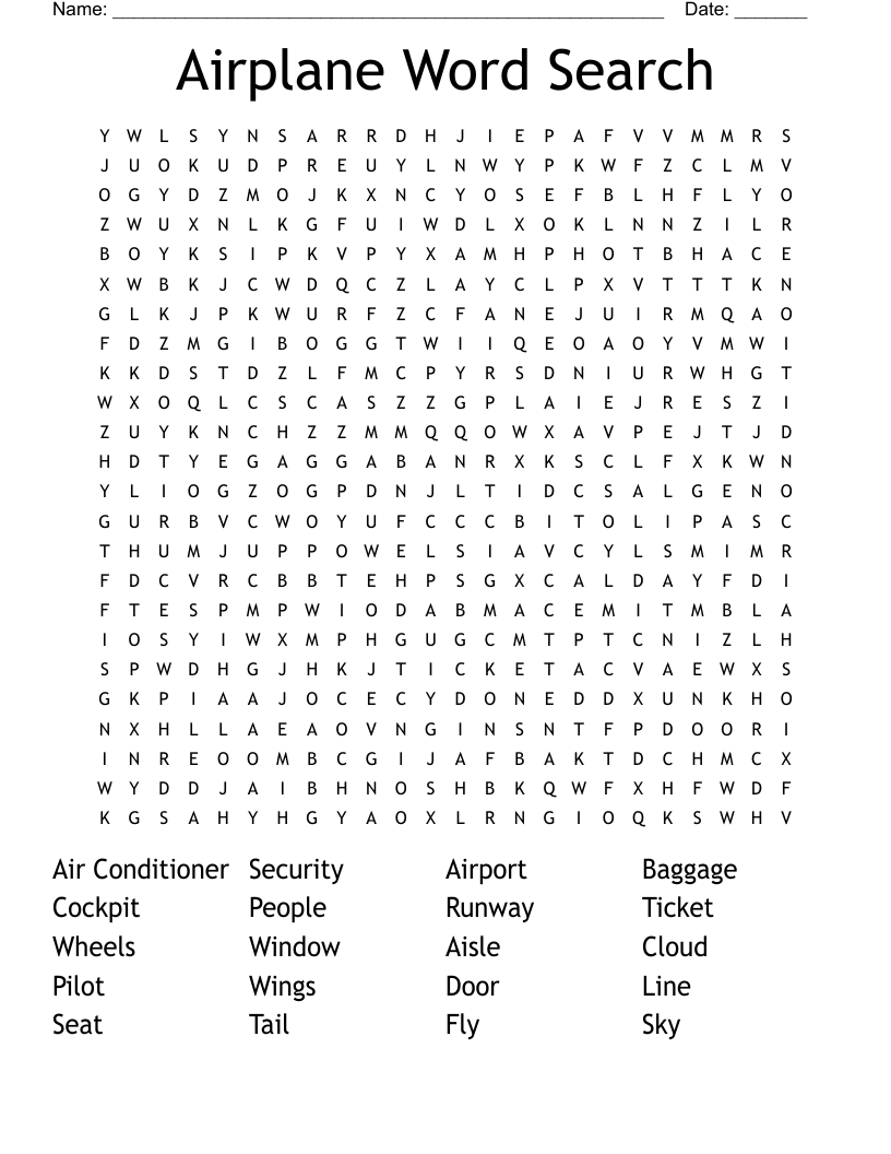 wallpapers Easy Airplane Word Search airplane word search wordmint