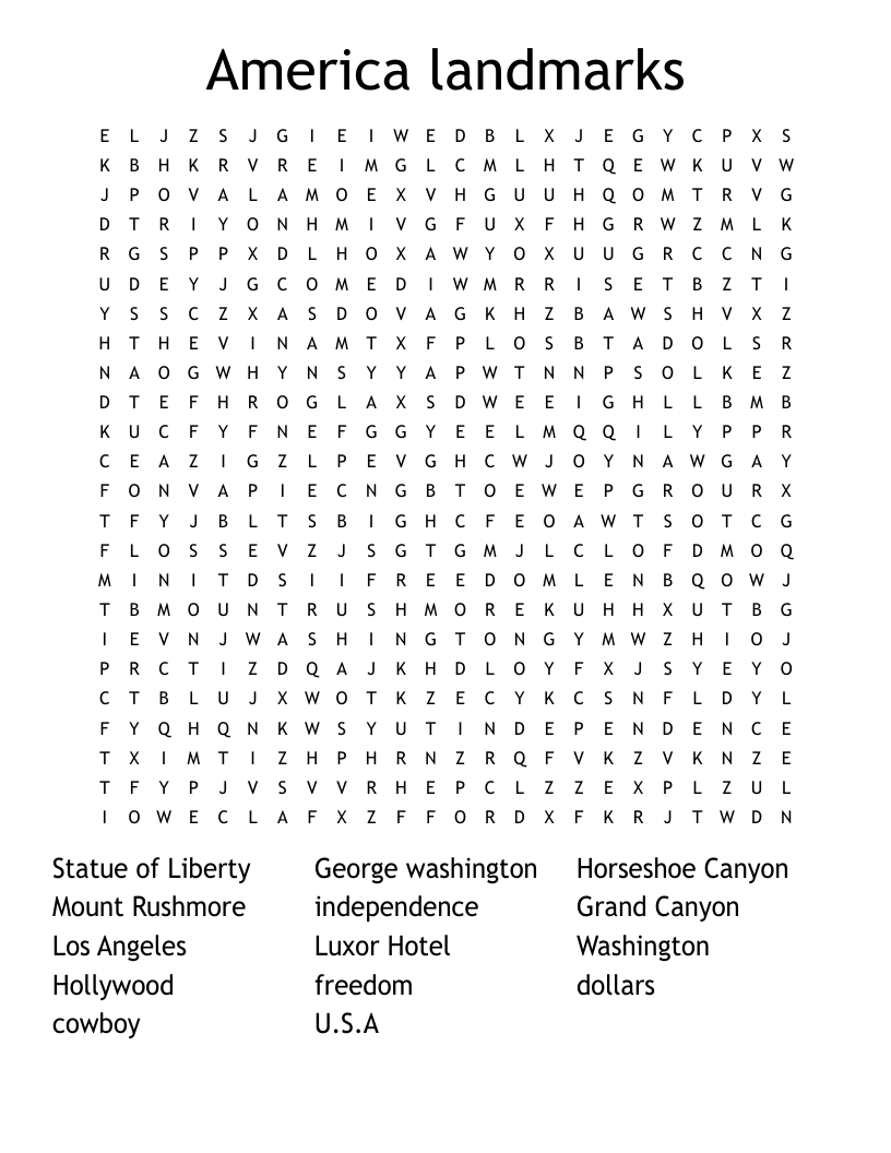 America the beautiful word search