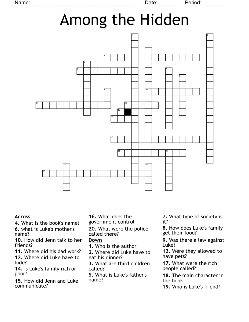 Among the hidden crossword