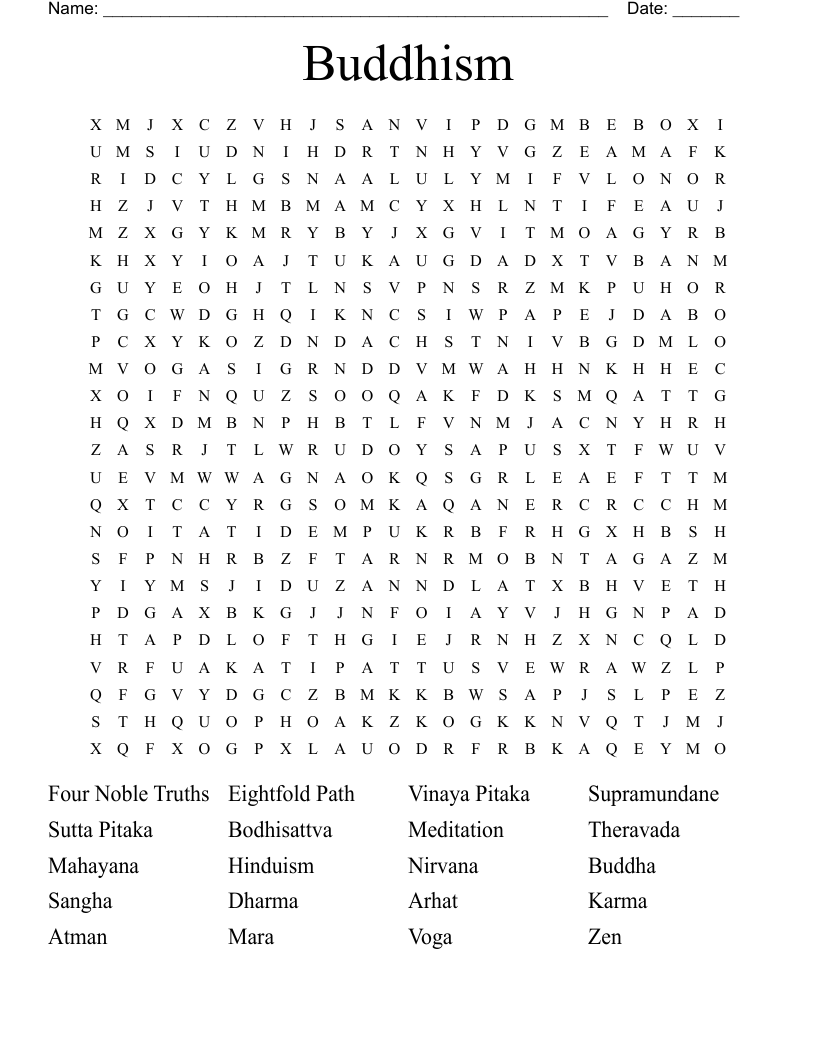 You will receive your score and answers at the end. Buddhism Word Search Wordmint