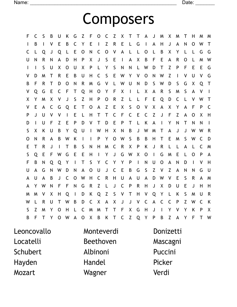 Classical music era word search