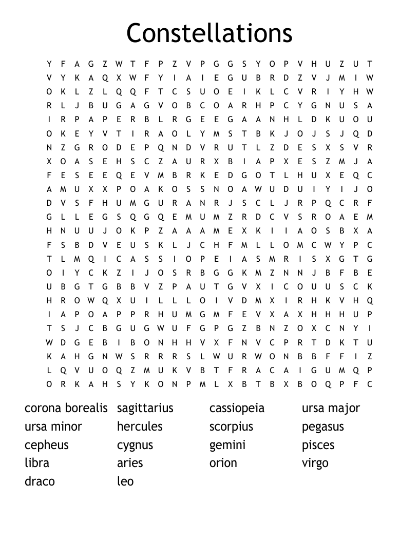 Constellations crossword