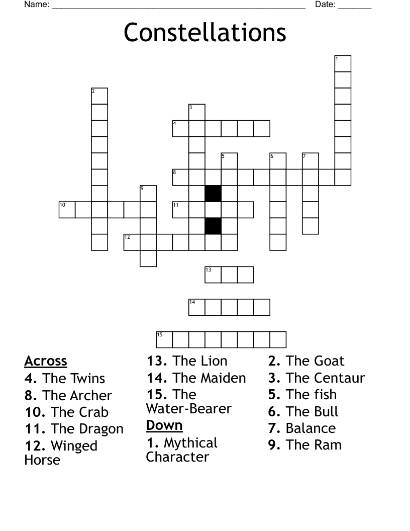 Constellations crossword