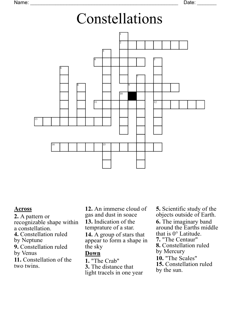 Constellations crossword