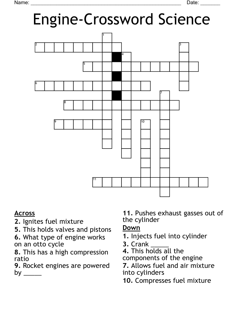 Engine Crossword Science Wordmint
