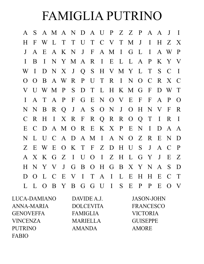 Famiglia Putrino Word Search - Wordmint 882_x_1121_png