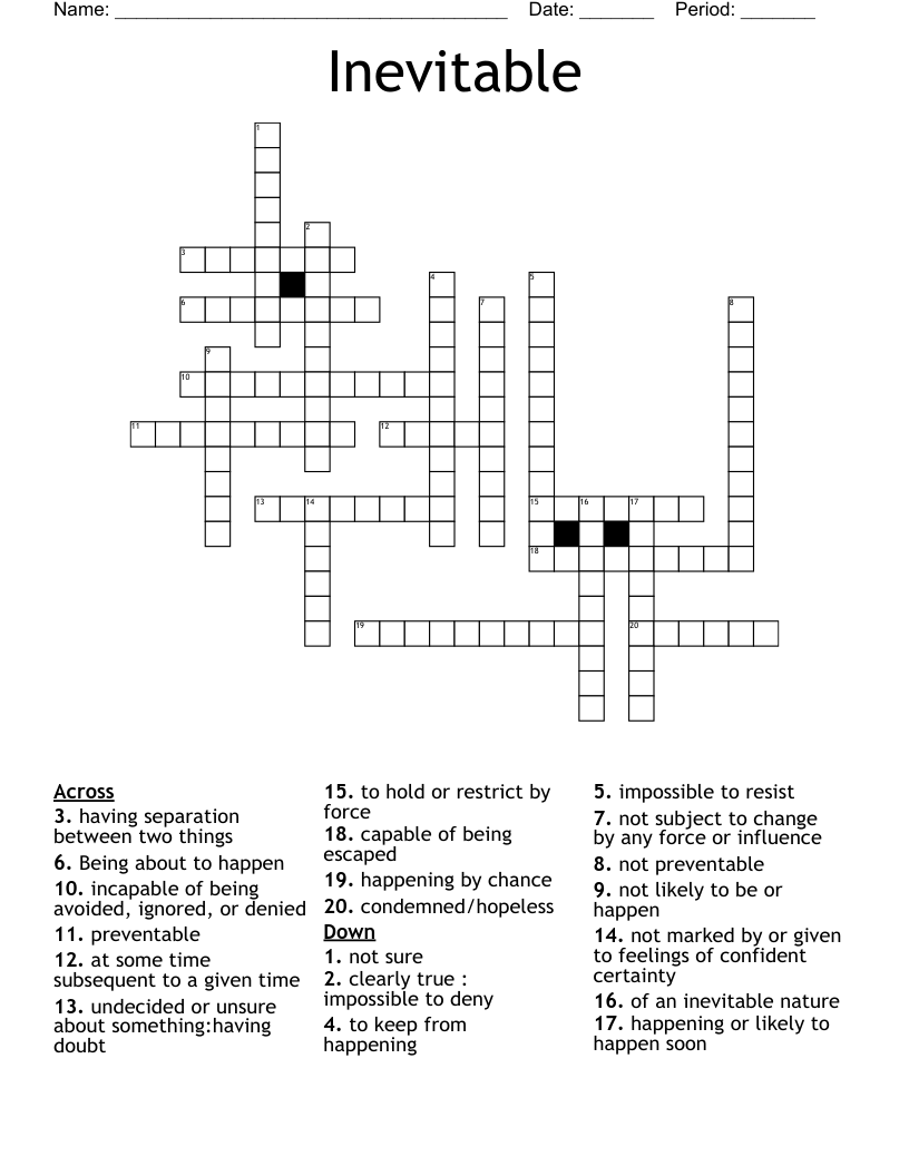 Inevitable crossword